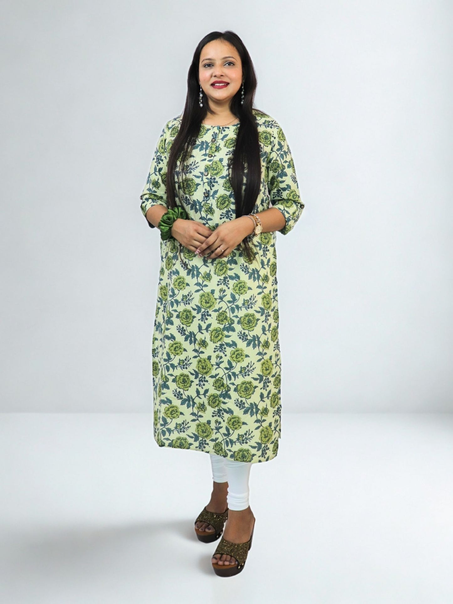 Women's Pure Cotton Jaipuri Printed Straight Kurti