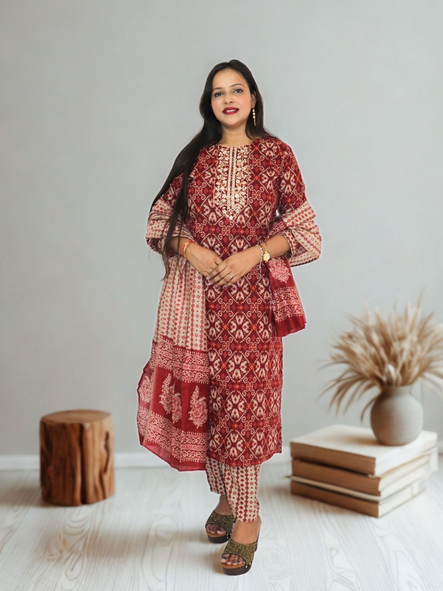 Women Viscose Printed Kurta Pant With Dupatta