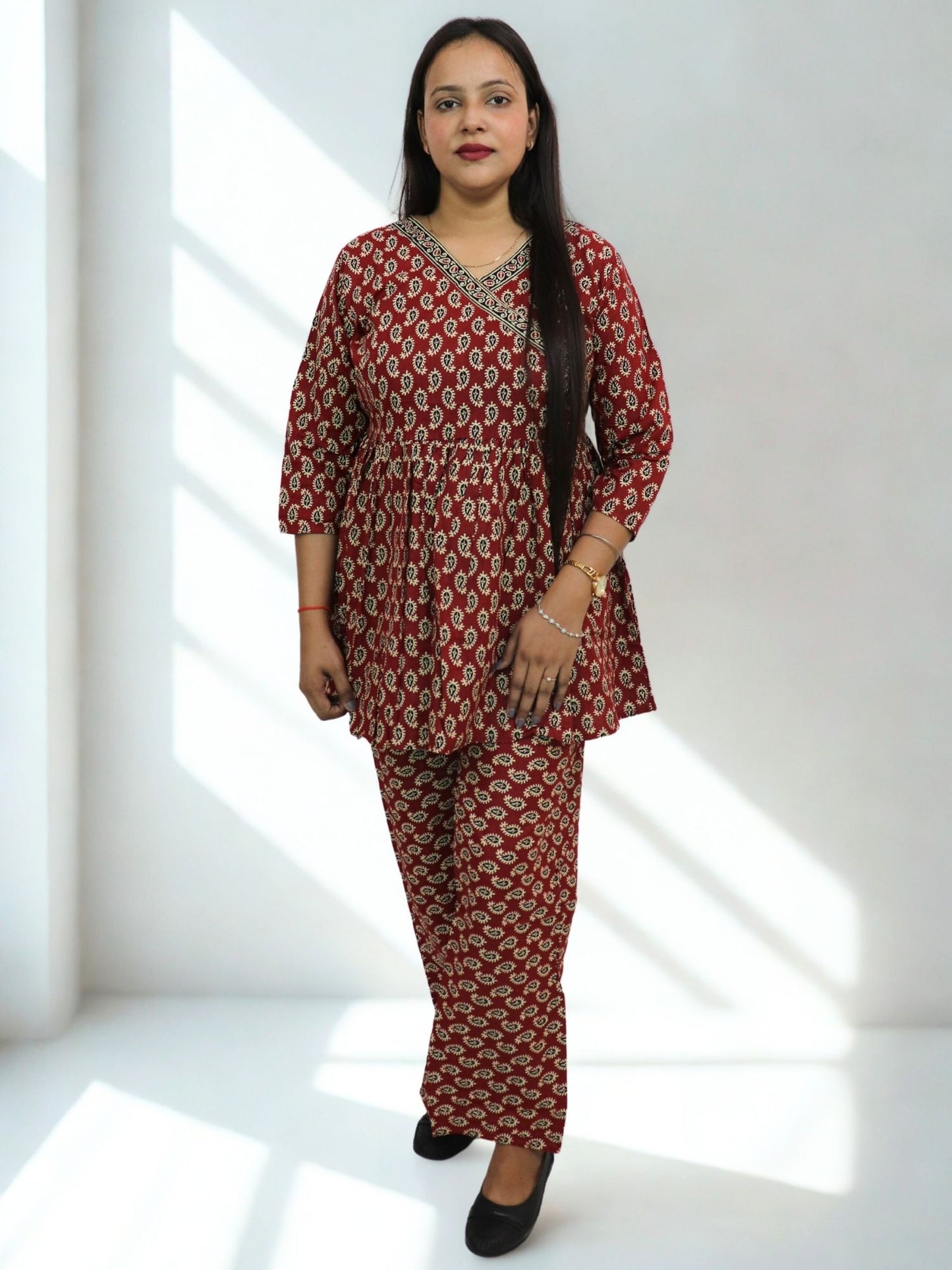 Women's Pure Cotton Floral Printed Night Suit Top and Pajama Set Night Suits for Women