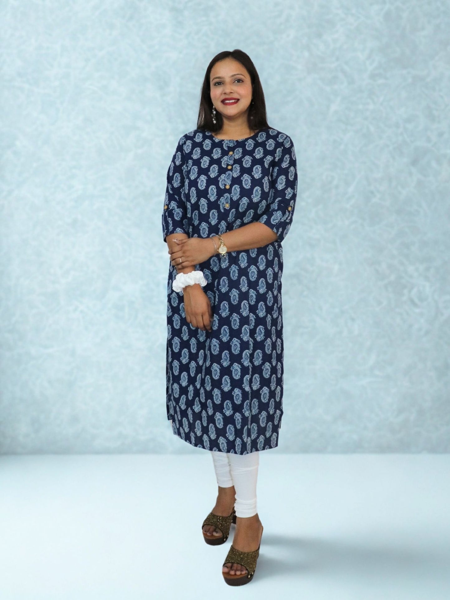 Women's Pure Cotton Jaipuri Printed Straight Kurti