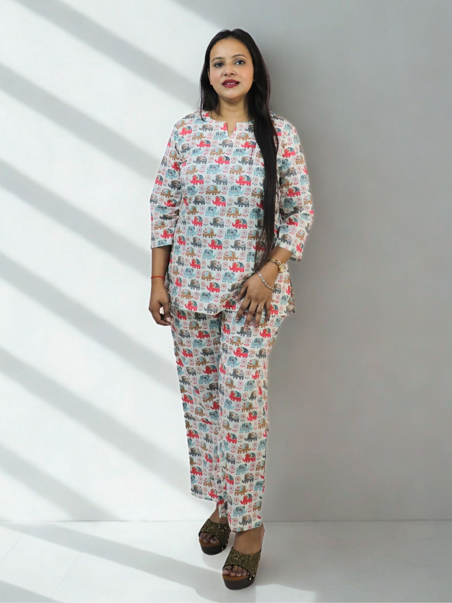 Women's Pure Cotton Floral Printed Night Suit Top and Pajama Set Night Suits for Women