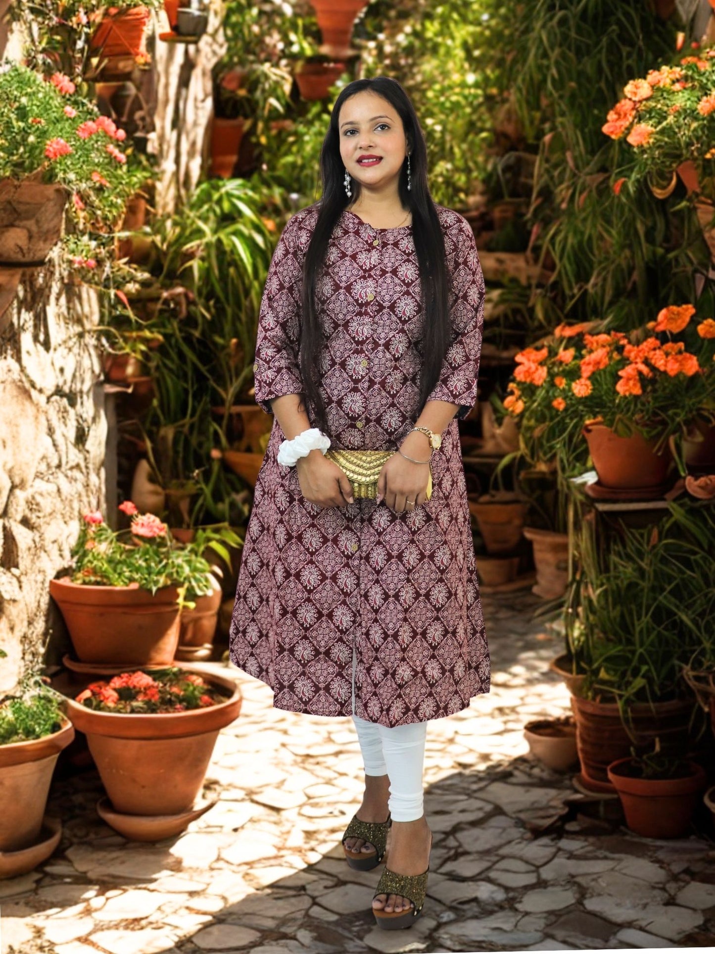 Women Cotton Floral Print A-Line Kurta for Women