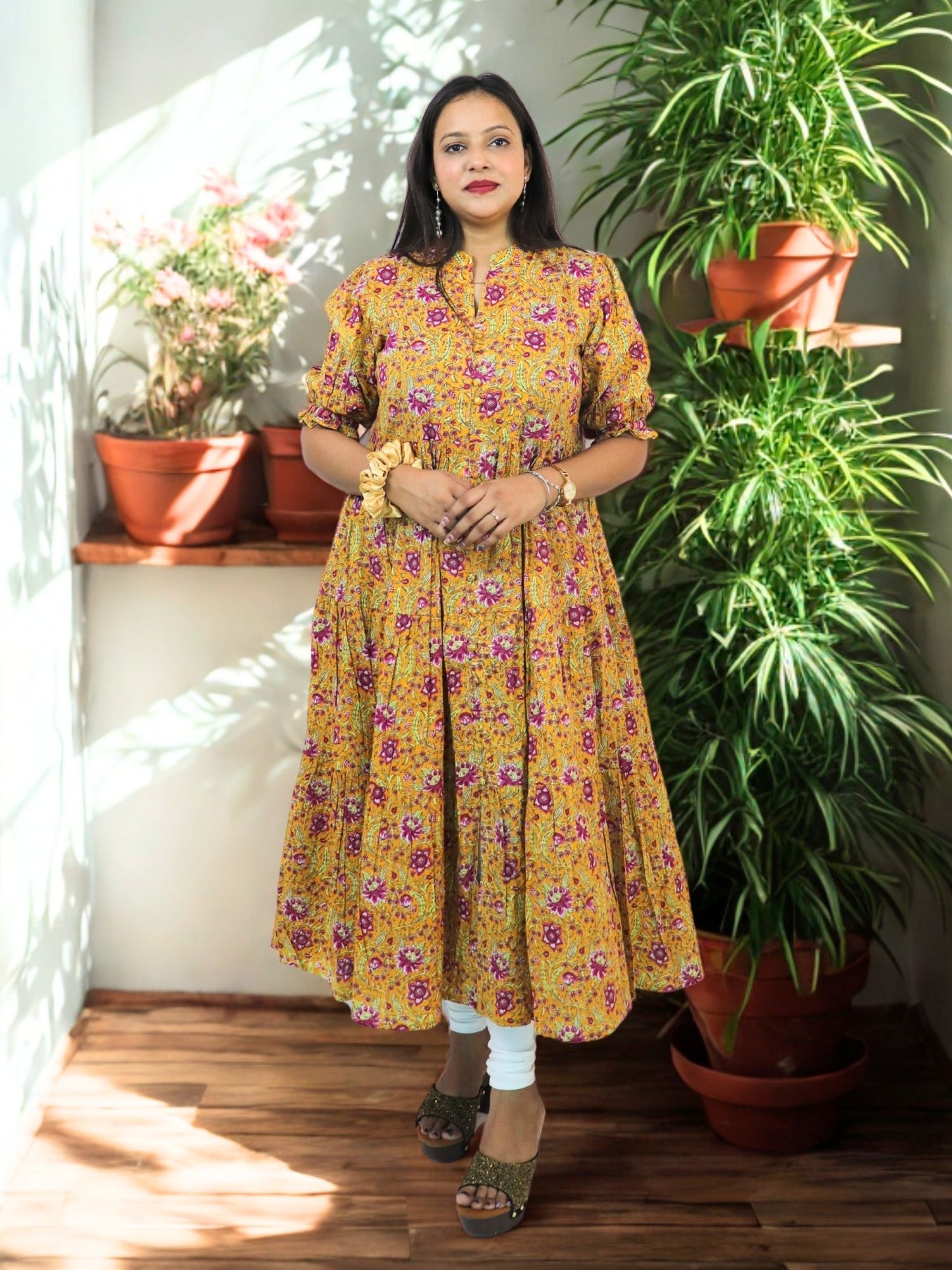 Flared Comfortable Cotton Printed Anarkali Kurta for Women