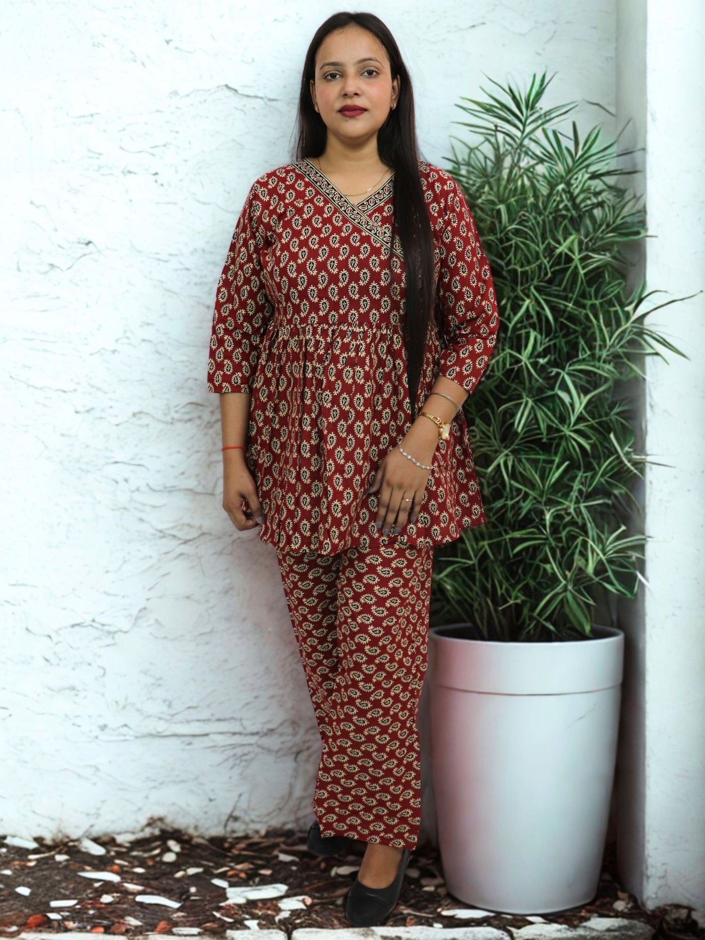 Women's Pure Cotton Floral Printed Night Suit Top and Pajama Set Night Suits for Women