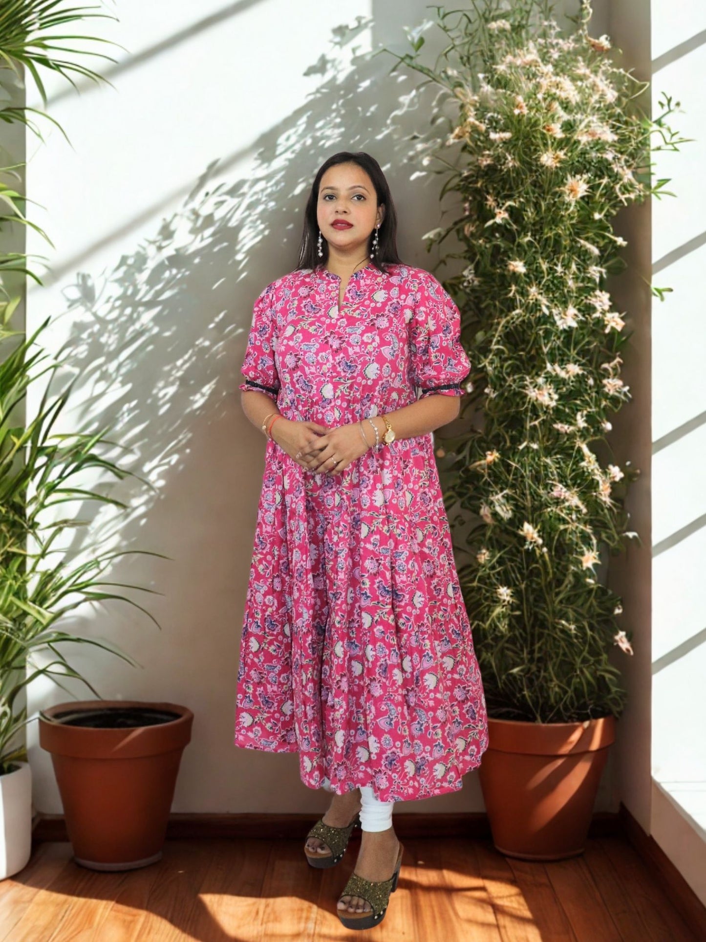 Flared Comfortable Cotton Printed Anarkali Kurta for Women