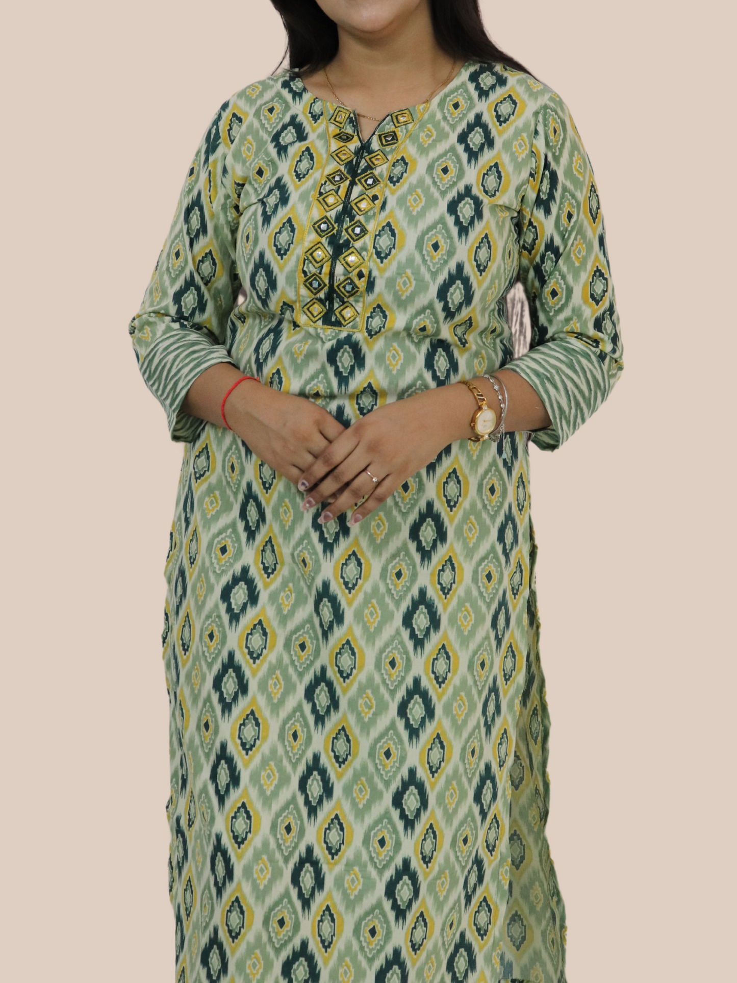 Women's Rayon Viscose Printed Straight Kurta with Pant & Dupatta