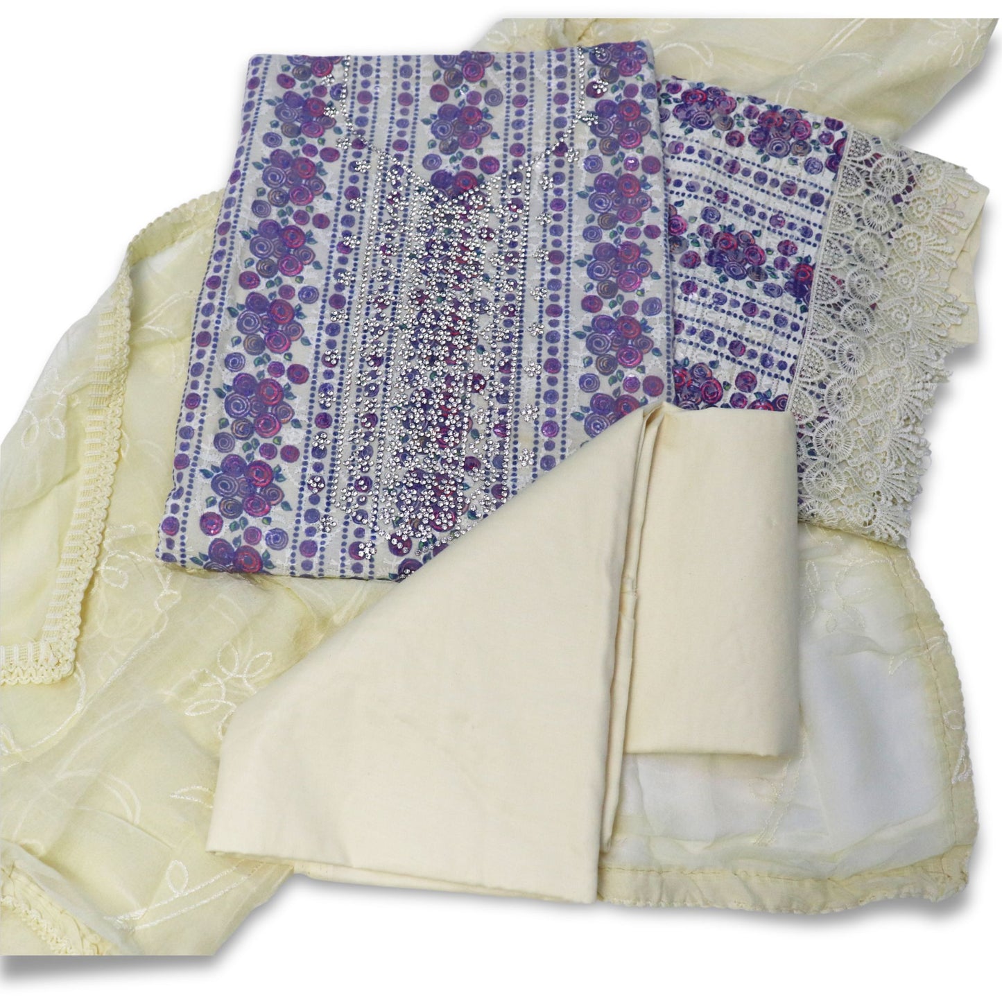 Unstitched printed salwar suit for women all pestle color |Purple