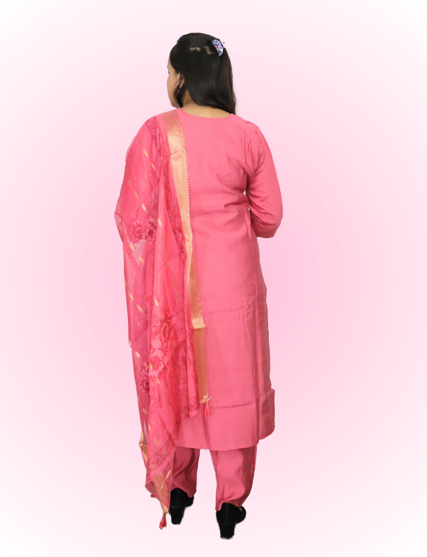 Traditional Cotton Salwar Kameez with Embroidered Neckline