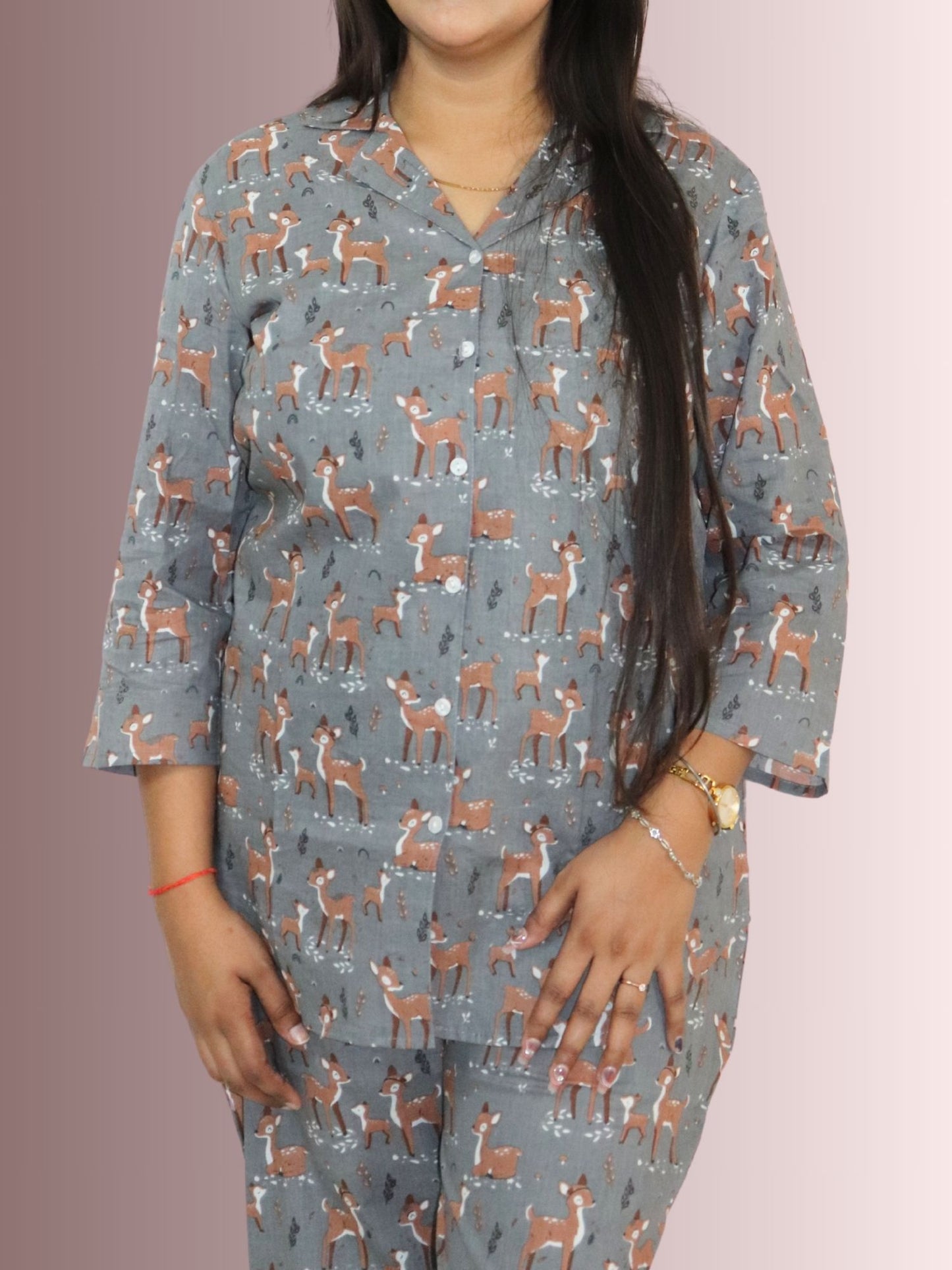 Women's Pure Cotton Floral Printed Night Suit Top and Pajama Set Night Suits for Women