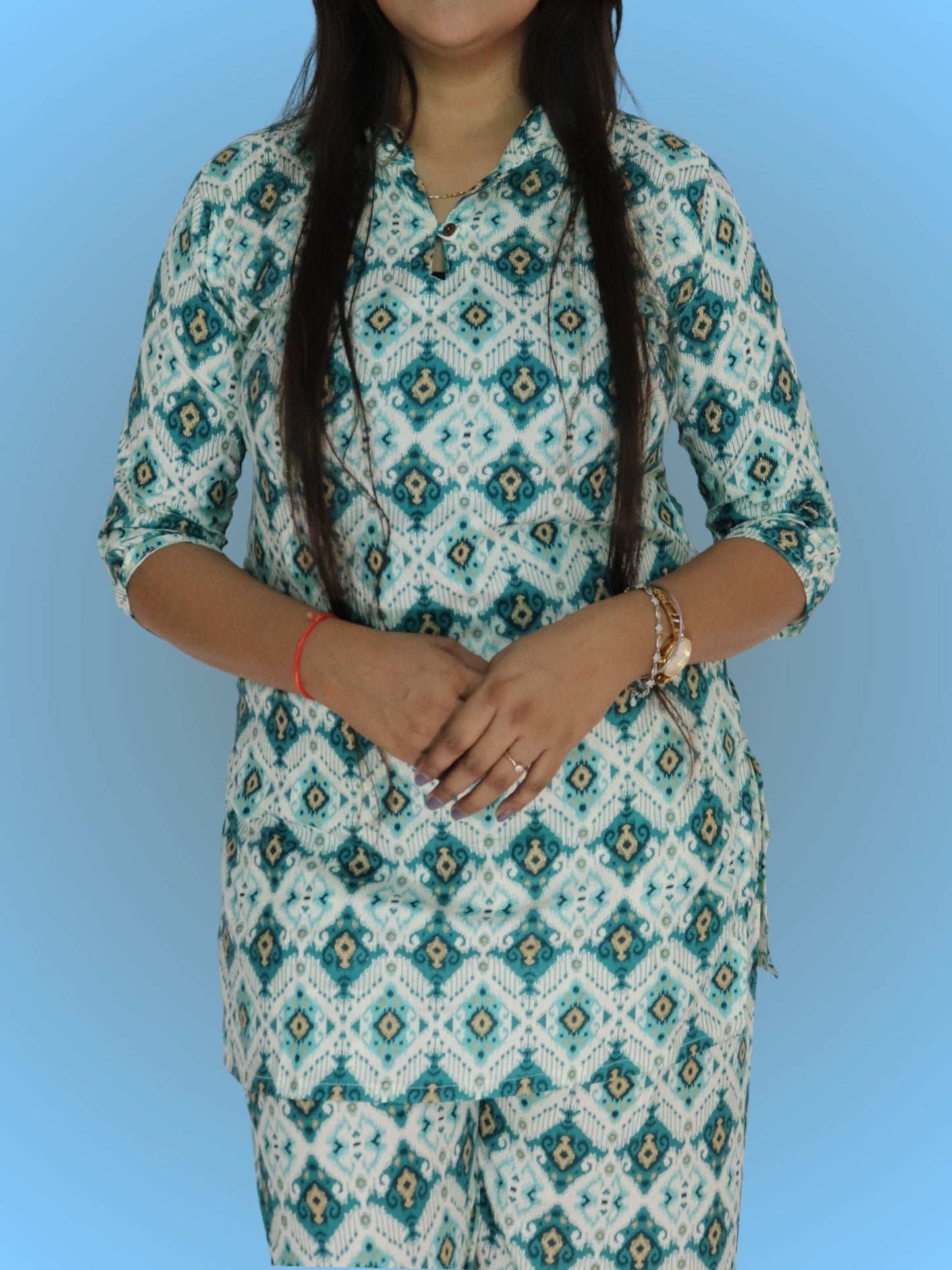 Women's Printed Rayon Night Wear Top and Bottom Night Suit Set