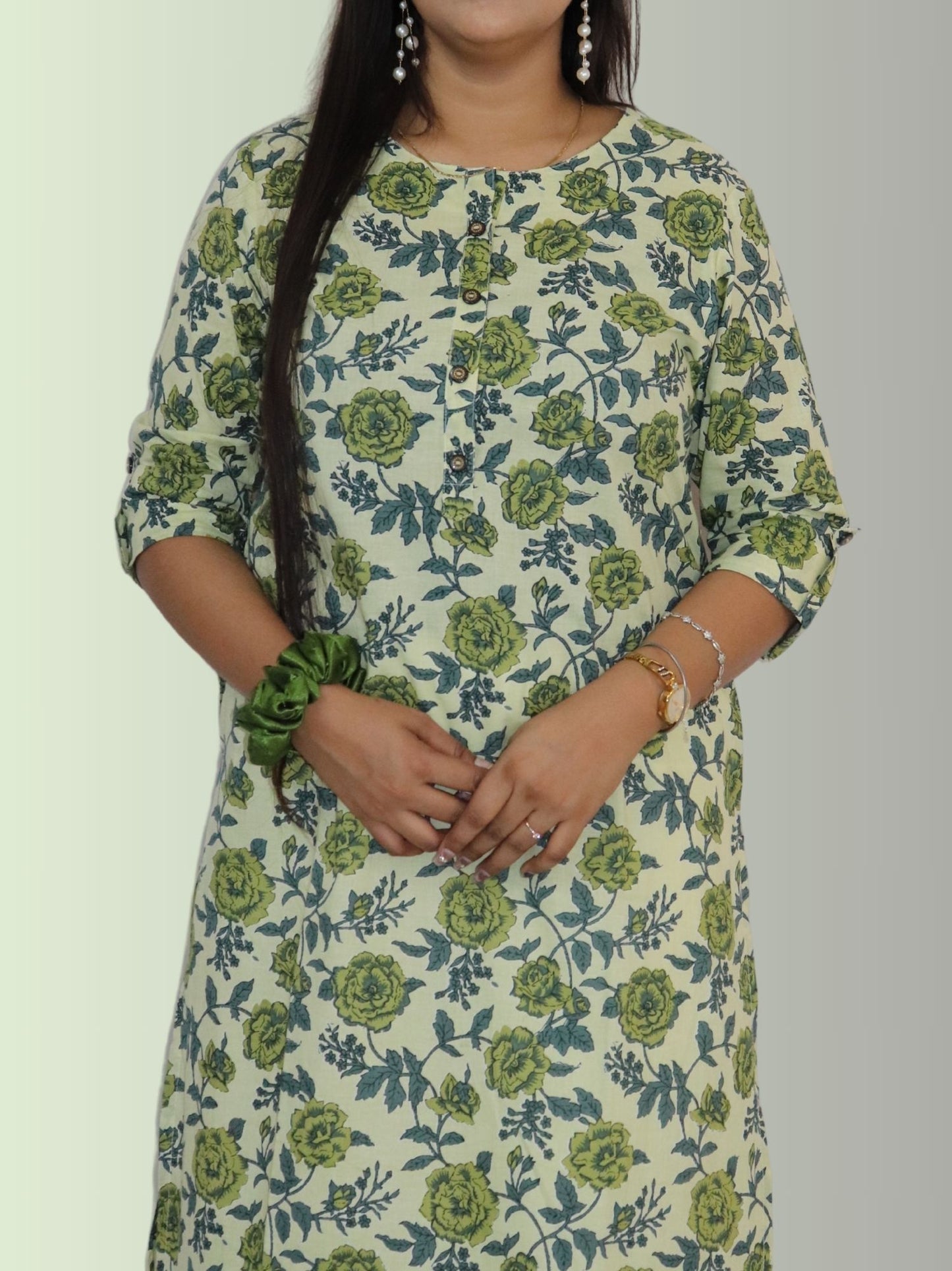 Women's Pure Cotton Jaipuri Printed Straight Kurti