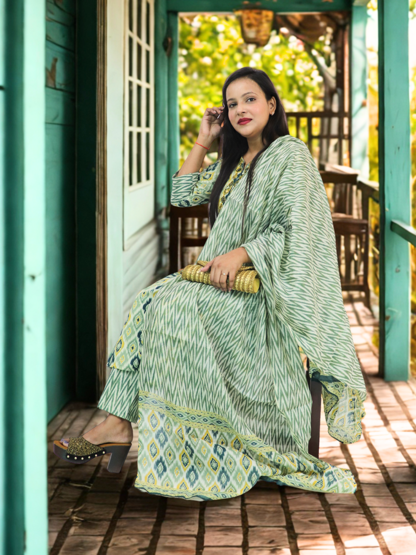 Women's Rayon Viscose Printed Straight Kurta with Pant & Dupatta