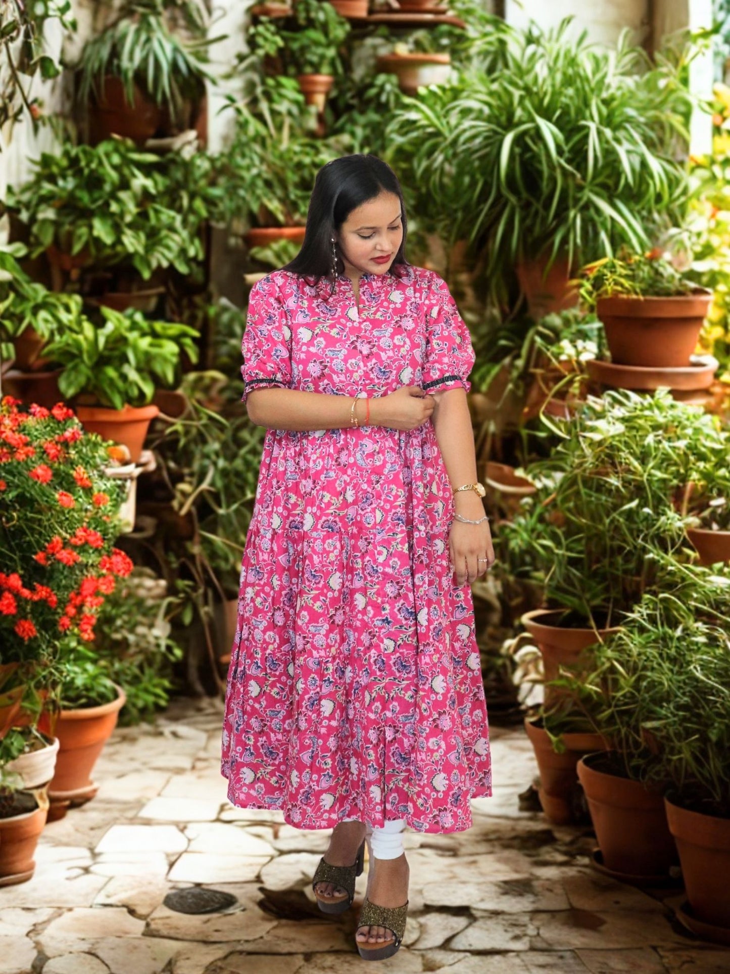 Flared Comfortable Cotton Printed Anarkali Kurta for Women