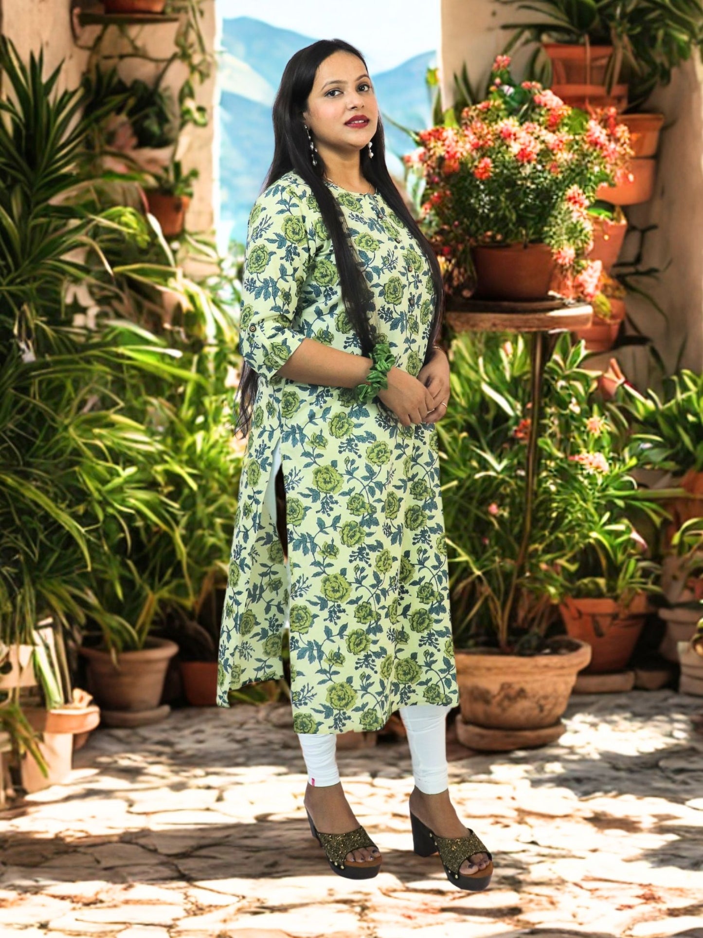 Women's Pure Cotton Jaipuri Printed Straight Kurti