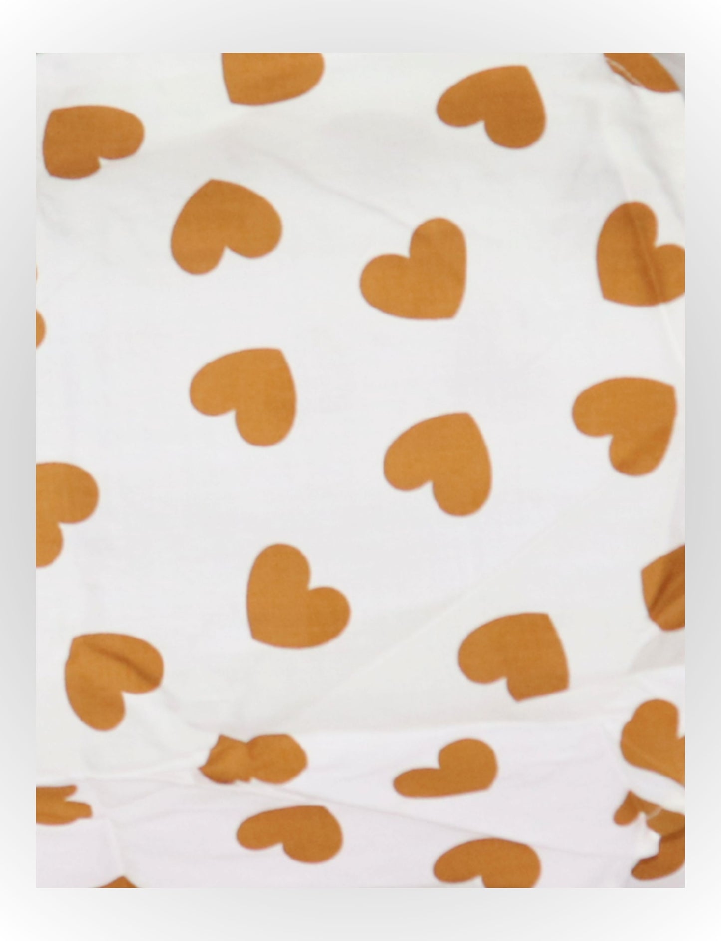 Women's Heart Print Cotton Co-ord Set, White with Brown Hearts, 3/4 Sleeve Top and Pants