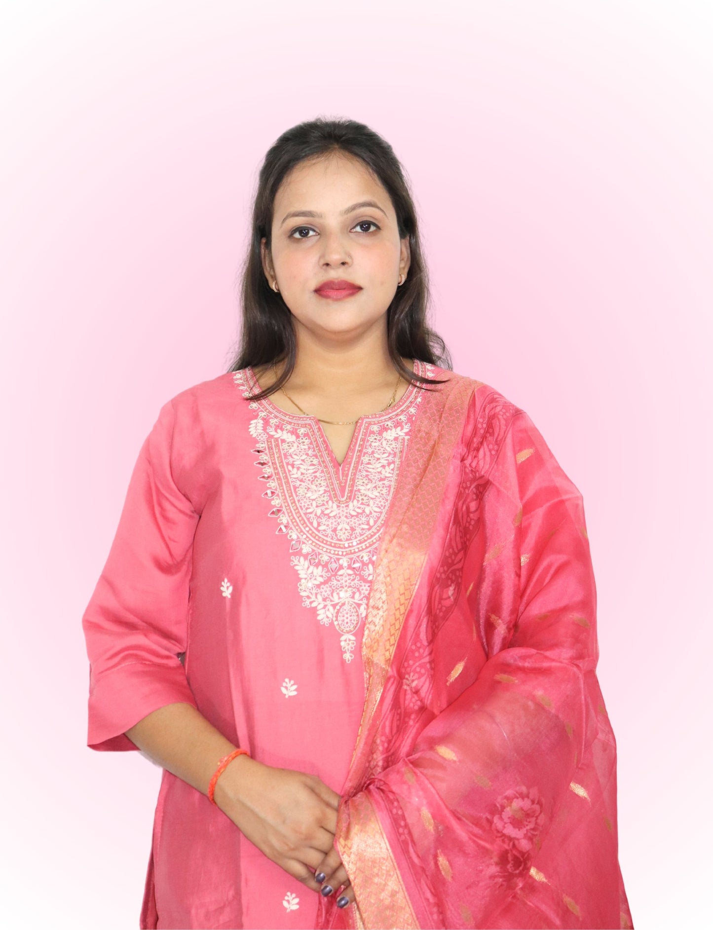 Traditional Cotton Salwar Kameez with Embroidered Neckline