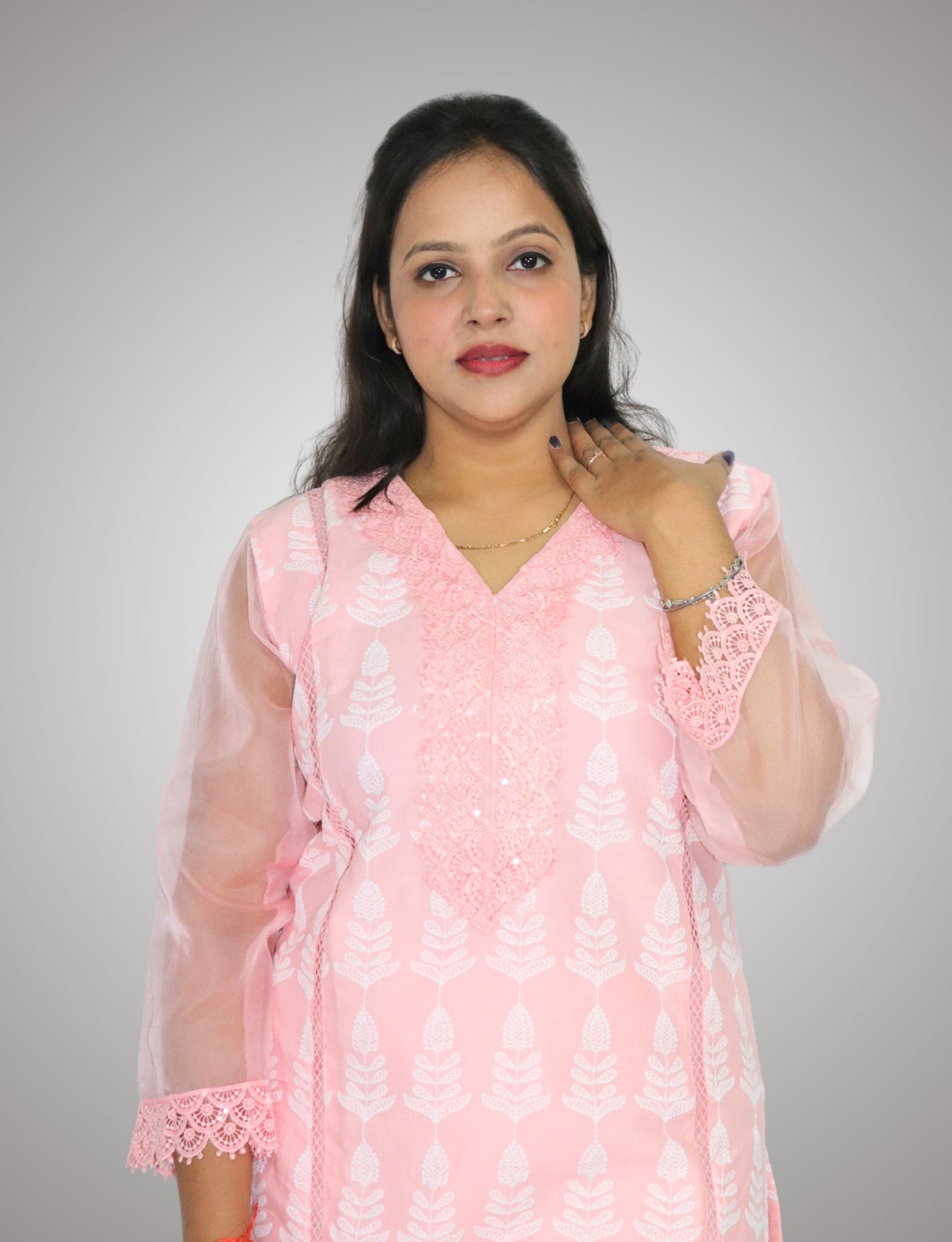 Women's Pink Embroidered Cotton Salwar Suit with Dupatta, Party Wear