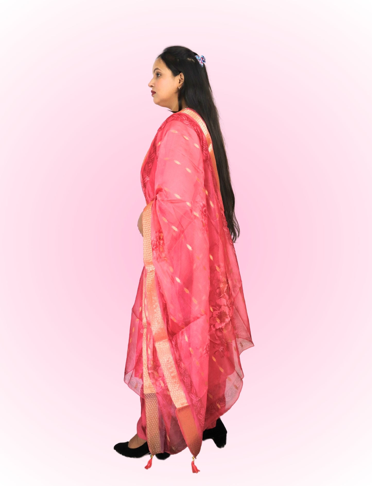 Traditional Cotton Salwar Kameez with Embroidered Neckline