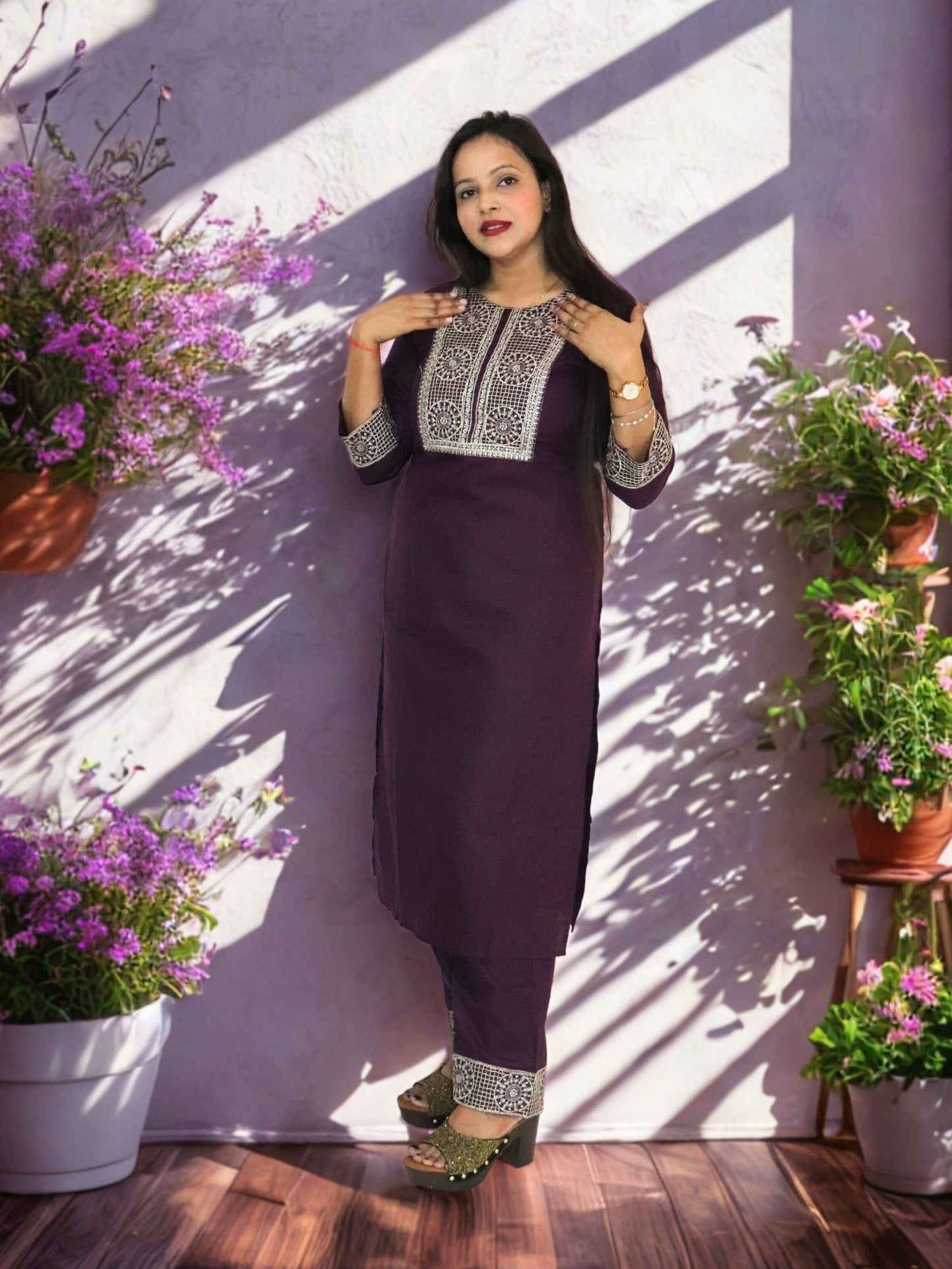 Women Viscose Embroidered Kurta And Pant Set With Dupatta, Kurta Set
