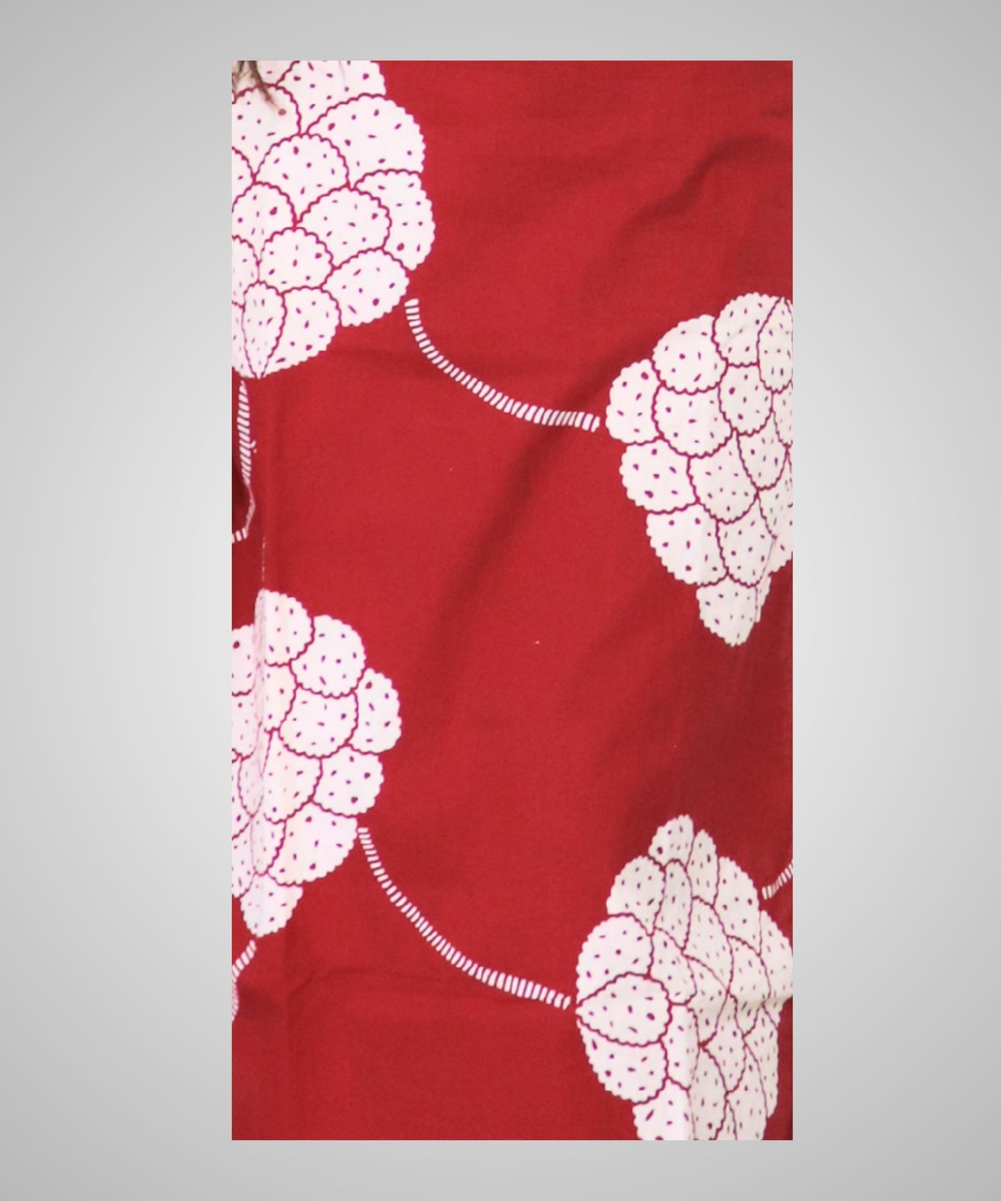 Women's Floral Print Cotton Kurta Set with Mandarin Collar, Sleeveless, Red and White