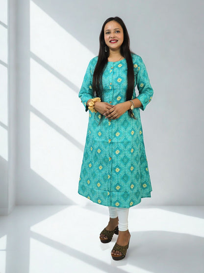 Women Cotton Floral Print A-Line Kurta for Women