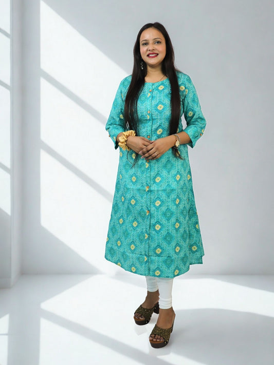 Women Cotton Floral Print A-Line Kurta for Women