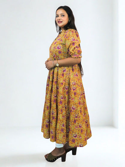 Flared Comfortable Cotton Printed Anarkali Kurta for Women