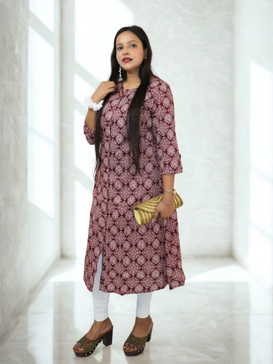 Women Cotton Floral Print A-Line Kurta for Women