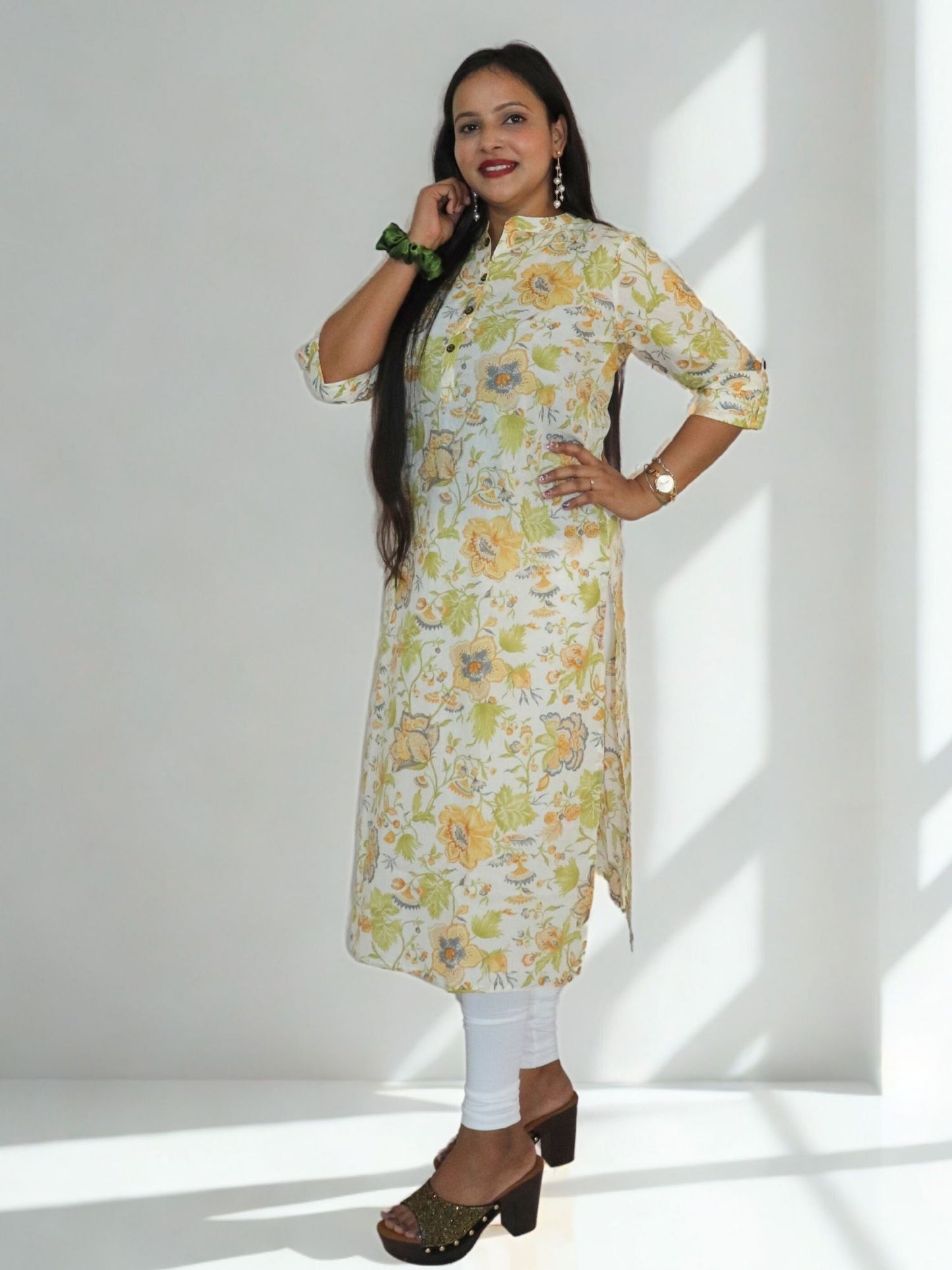 Women's Pure Cotton Jaipuri Printed Straight Kurti