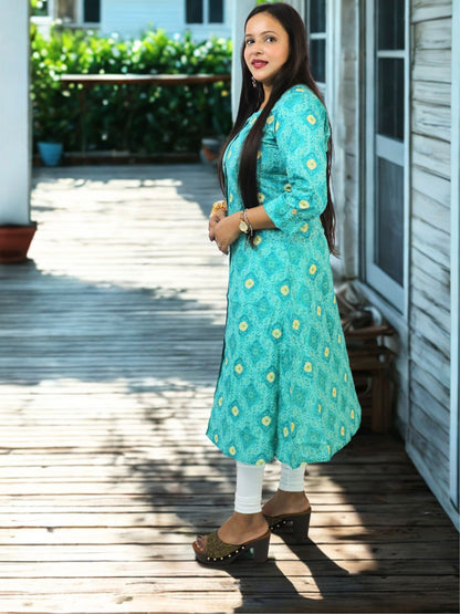 Women Cotton Floral Print A-Line Kurta for Women