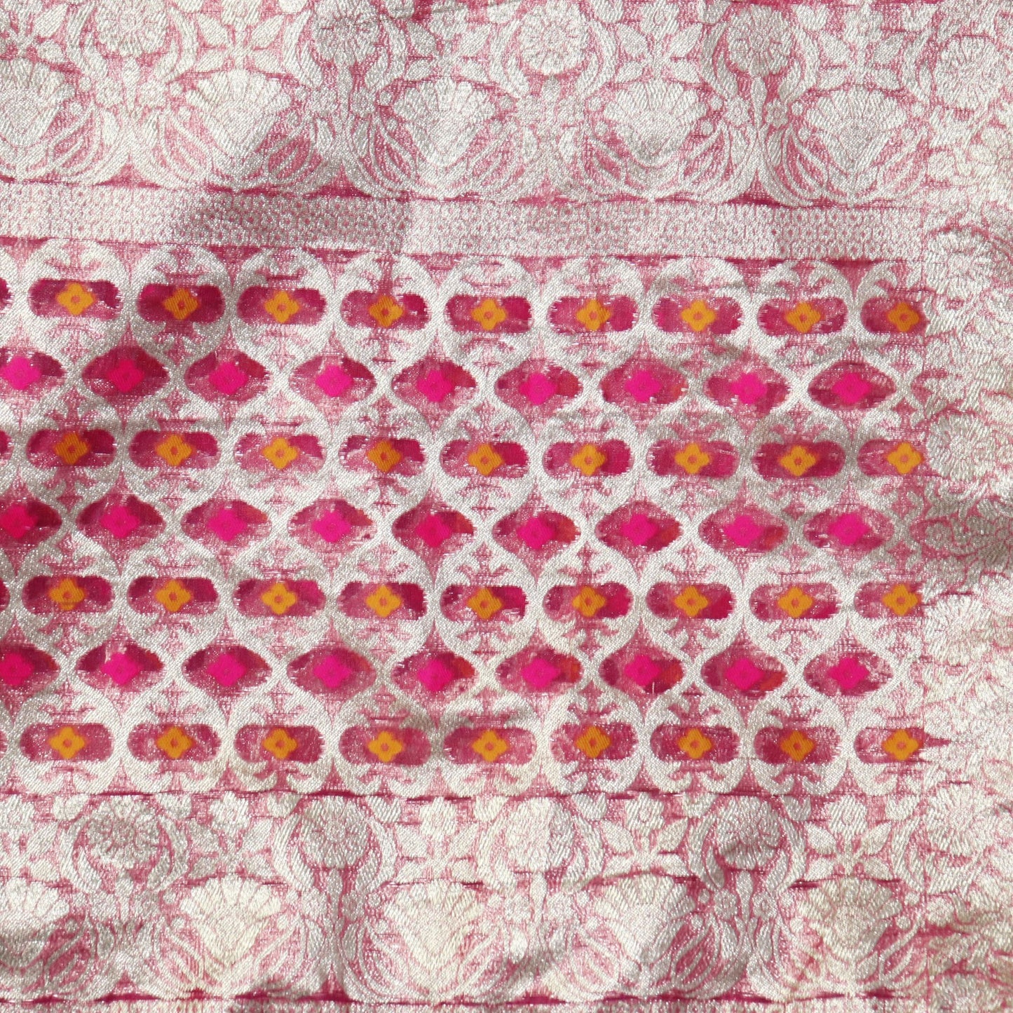 Unstitched partywear suits for women with golden print texture Rani Pink