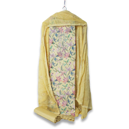 Unstitched printed salwar suit for women all pestle color |Yellow