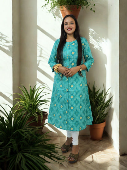 Women Cotton Floral Print A-Line Kurta for Women