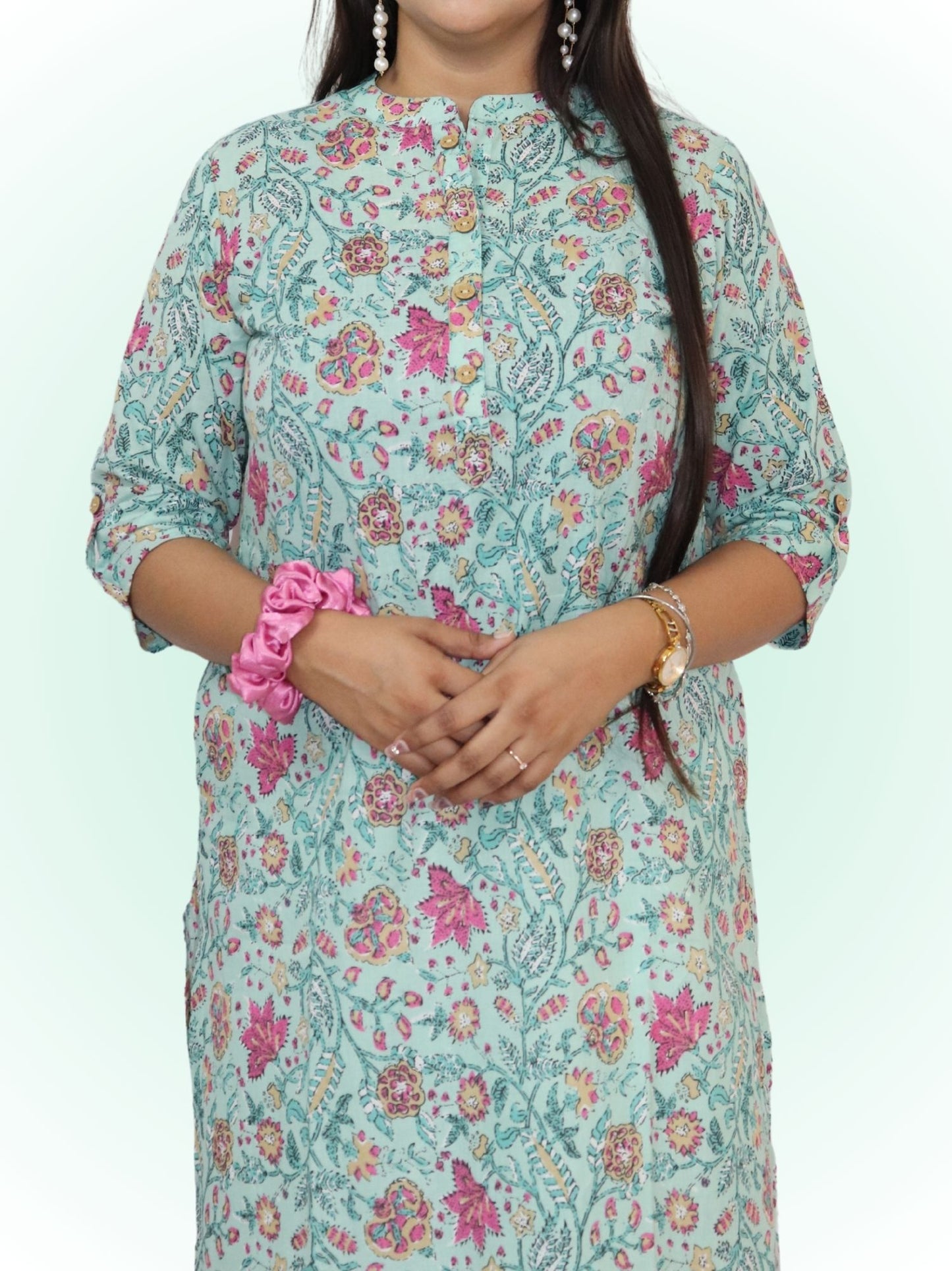 Women's Pure Cotton Jaipuri Printed Straight Kurti
