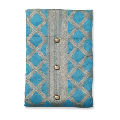 Unstitched partywear suits for women with golden print texture Blue