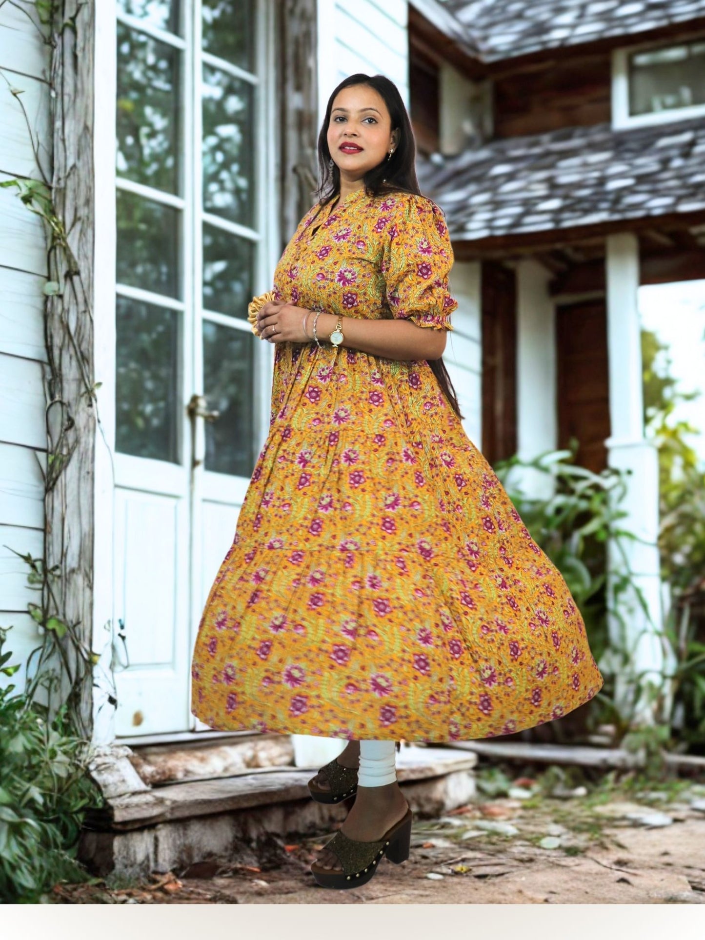 Flared Comfortable Cotton Printed Anarkali Kurta for Women